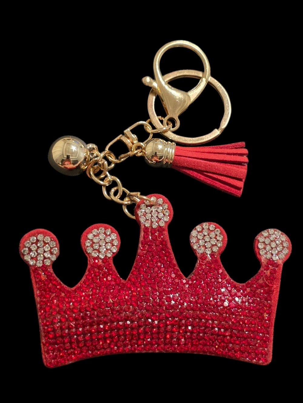 Red Crown Bsg Charm Keychain with Gold Accents